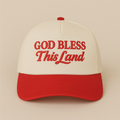 God Bless This Land Hat – Puff Embroidered Patriotic Trucker Cap
