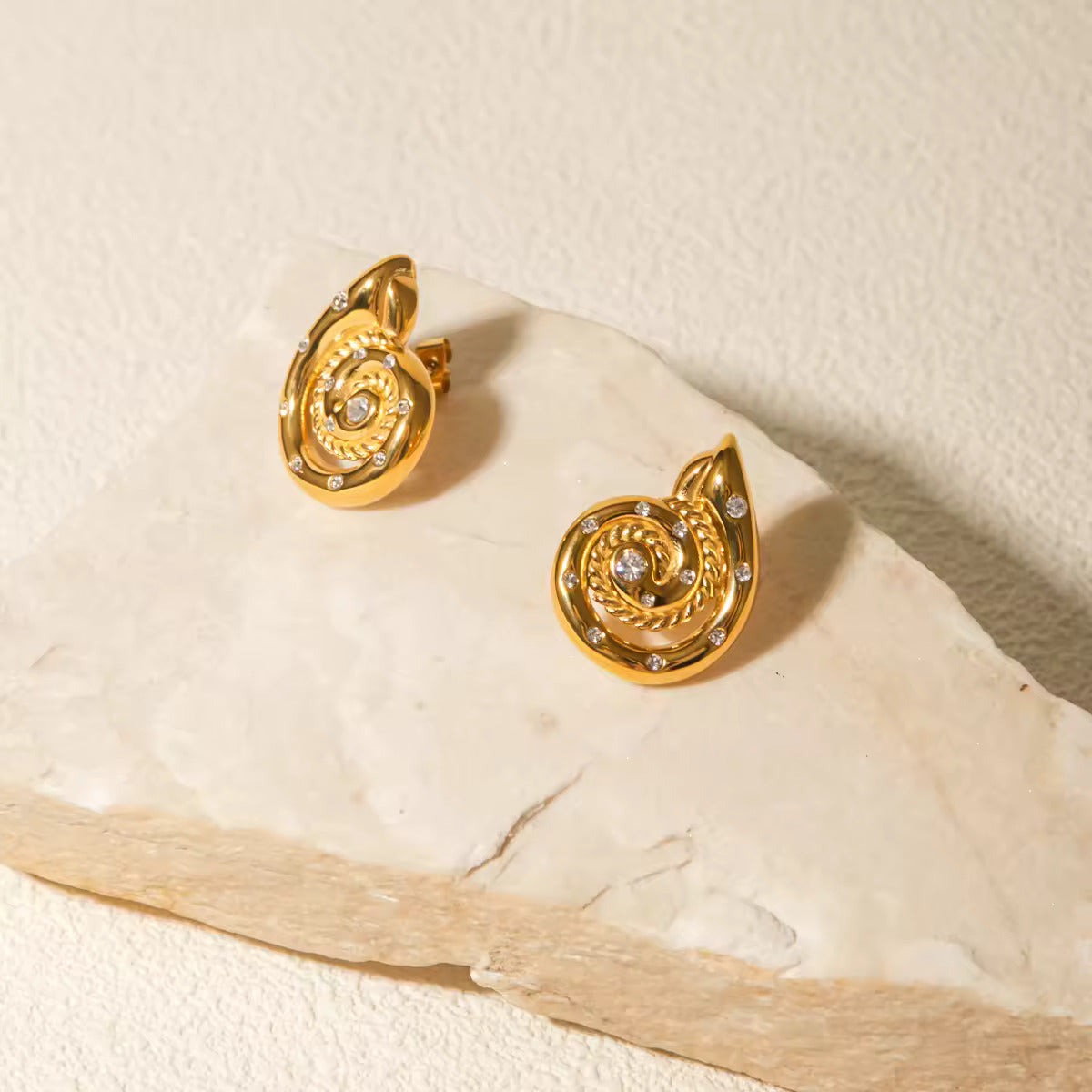 Golden Conch Earings