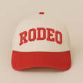 Rodeo Hat – Puff Embroidered Western Trucker Cap (Natural)